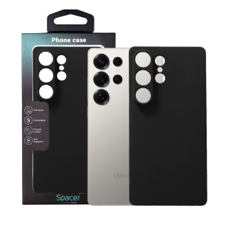 Husa Samsung Galaxy S25 Spacer, negru, grosime 1.5mm, material flexibil TPU 