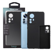 Husa Xiaomi 12 Pro Spacer, negru, grosime 2mm, material flexibil silicon + interior cu microfibra 