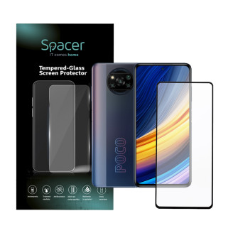 FOLIE STICLA  Spacer pentru Xiaomi Pocophone X3 Pro 5G, grosime 0.3mm, acoperire totala ecran, strat special anti-ulei si anti-amprenta, Tempered Glass, sticla 9D, duritate 9H 
