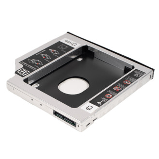 RACK intern SPACER, tip caddy 12.7mm, 5.25 inch la 2.5 inch, S-ATA, interfata PC S-ATA, metal, negru, 