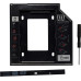 RACK intern SPACER, tip caddy 12.7mm, 5.25 inch la 2.5 inch, S-ATA, interfata PC S-ATA, metal, negru, 