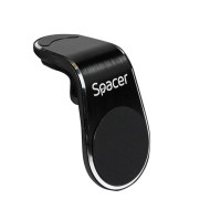 SUPORT auto SPACER pt. SmartPhone, fixare in grilaj bord, prindere magnetica telefon 360 grade, black, 