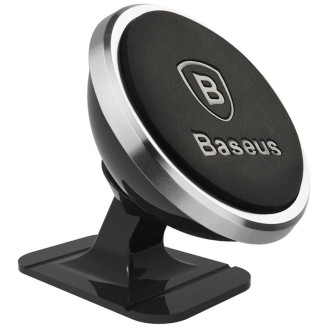 SUPORT AUTO Baseus 360° Rotation pt. SmartPhone, fixare parbriz sau bord cu adeziv, magnetic,reglare unghi de vizionare pe vert si oriz (360 de grade), argintiu 