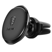 SUPORT AUTO Baseus Magnetic pt. SmartPhone, fixare bord in grila de ventilatie, rotire 360 grade, in partile laterale are 2 prinderi pentru 2 cabluri, negru 