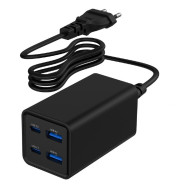 ALIMENTATOR retea 220V GEMBIRD, universal, 2 x USB-A + 2 x USB-C 3A , max. 65W PD GaN, protectie: scurtcircuit, supraincarcare, supratensiune, supraincalzire, cablu 1.5m, negru, 