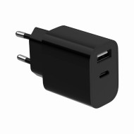 ALIMENTATOR retea 220V GEMBIRD, universal, 1 x USB Type-C 2.4A , 1 x USB-A maxim 2.4A, negru, 