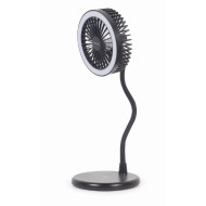 LAMPA BIROU LED Gembird, 3-in-1, incarcare wireless,  putere 10W, ventilator 3 viteze, alimentator USB neinclus, negru 