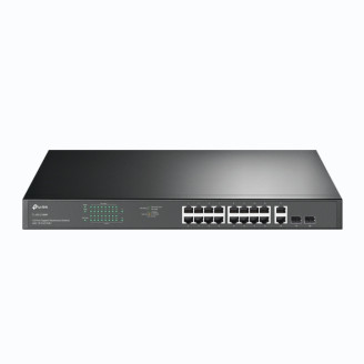 SWITCH TP-LINK 16 porturi Gigabit POE+ 250W total power, 2× combo gigabit SFP, 2× gigabit non-PoE RJ45, carcasa metal SWITCH TP-LINK 16 porturi Gigabit POE+ 250W total power, 2× combo gigabit SFP, 2× gigabit non-PoE RJ45, carcasa metal