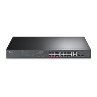 SWITCH TP-LINK 16 porturi 10/100 Mbps POE, 2 porturi 10/100/1000 Mbps, 2 porturi SFP Gigabit, carcasa metalica, rackabil 