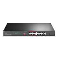 SWITCH TP-LINK  16 porturi, 16× PoE+ 10/100 Mbps RJ45, 2× Gigabit RJ45,1 x combo Gigabit SFP slot, carcasa metal 