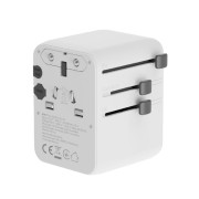 ADAPTOR GEMBIRD, universal, conectori: US/UK/EU/AU, 2x USB Type-C PD 70W, 2x USB-A 15W, siguranta 10A, max. 2500W, alb, ADAPTOR GEMBIRD, universal, conectori: US/UK/EU/AU, 2x USB Type-C PD 70W, 2x USB-A 15W, siguranta 10A, max. 2500W, alb,