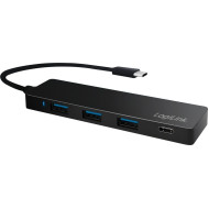HUB extern LOGILINK, porturi USB: USB 3.0 x 3, USB 3.1 Type C, conectare prin USB 3.2 Type C, cablu 0.1 m, negru, 