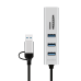 HUB extern LOGILINK, porturi USB: USB 3.0 x 3, conectare prin USB-C 3.0, adaptor conectare USB-A, SD/SDHC + microSD, metal, argintiu, 