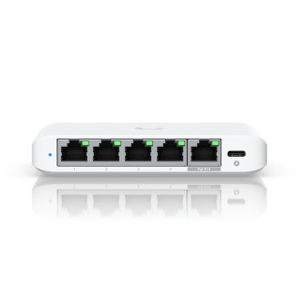 Ubiquiti 5-port 2.5G switch that can be powered with PoE or a USB-C adapter; 4x 2.5 GbE ports, 2.5 GbE PoE input port for power Ubiquiti 5-port 2.5G switch that can be powered with PoE or a USB-C adapter; 4x 2.5 GbE ports, 2.5 GbE PoE input port for power