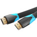 Cablu video Vention, HDMI(T) la HDMI(T), 1m, rezolutie maxima 4K la 60Hz, conectori auriti, cupru, plat, invelis PVC, negru, 