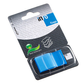 INDEX ADEZIV PLASTIC 25*43MM 50 FILE ALBASTRU INFO NOTES