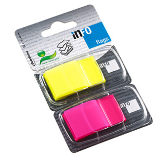 INDEX ADEZIV PLASTIC 25*43MM 50 FILE GALBEN & ROZ INFO NOTES