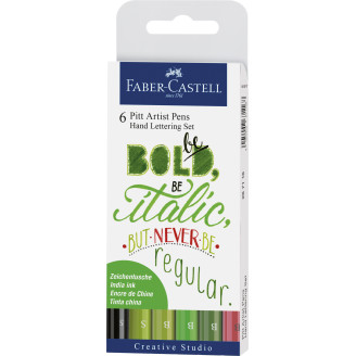 PITT ARTIST PEN SET CALIGRAFIC 6 BUC VERDE FABER-CASTELL PITT ARTIST PEN SET CALIGRAFIC 6 BUC VERDE FABER-CASTELL
