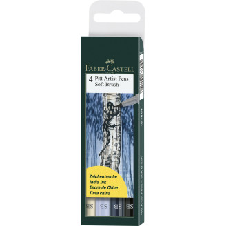 PITT ARTIST PEN SOFT BRUSH SET 4 BUC FABER-CASTELL PITT ARTIST PEN SOFT BRUSH SET 4 BUC FABER-CASTELL