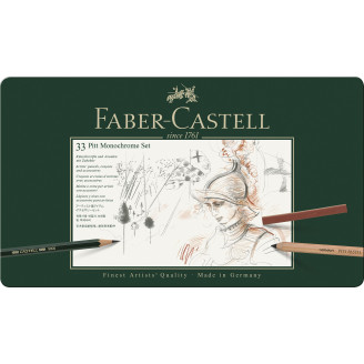 SET PITT MONOCHROME GRAFIT+CARBUNE+PASTEL 33 BUC FABER-CASTELL SET PITT MONOCHROME GRAFIT+CARBUNE+PASTEL 33 BUC FABER-CASTELL