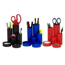 SUPORT TUBULAR BIROU 6 COMPARTIMENTE NEGRU FLARO