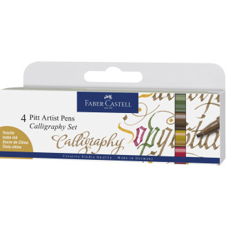 PITT ARTIST PEN CALIGRAFIC SET 4 BUC COLOR FABER-CASTELL