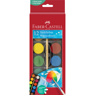 ACUARELE 12 CULORI 30MM + PENSULA 2023 FABER-CASTELL