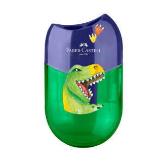 ASCUTITOARE PLASTIC DUBLA CU CONTAINER UNICORNI SI DINOZAURI FABER-CASTELL