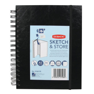 CAIET SPIRA PENTRU SCHITE SI DESEN A5 56 FILE 165G CU MAPA PROFESSIONAL DERWENT
