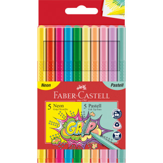 CARIOCA 10 CULORI PASTEL SI NEON GRIP FABER-CASTELL