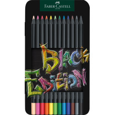 CREIOANE COLORATE 12 CULORI BLACK EDITION CUTIE METAL FABER-CASTELL