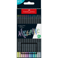 CREIOANE COLORATE 12 CULORI METALIZATE BLACK EDITION FABER-CASTELL
