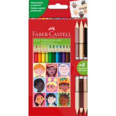 CREIOANE COLORATE 12+3 CR. BICOLORE PIELE CHILDREN OF THE WORLD FABER-CASTELL CREIOANE COLORATE 12+3 CR. BICOLORE PIELE CHILDREN OF THE WORLD FABER-CASTELL