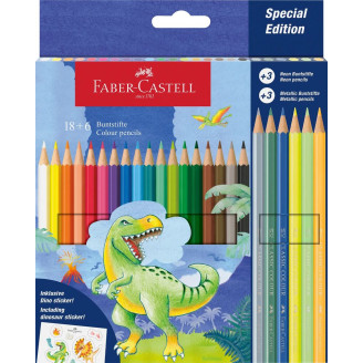 CREIOANE COLORATE 18+6 CULORI DINOZAURI FABER-CASTELL