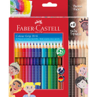 CREIOANE COLORATE 18+6 CULORI + TONURILE PIELII GRIP 2001 FABER-CASTELL