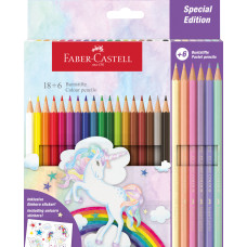 CREIOANE COLORATE 18+6 CULORI UNICORNI FABER-CASTELL