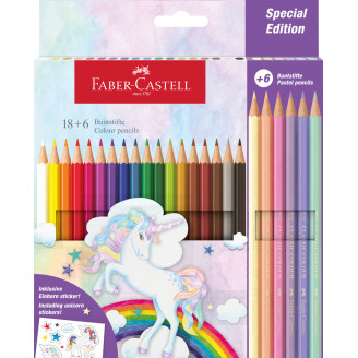 CREIOANE COLORATE 18+6 CULORI UNICORNI FABER-CASTELL