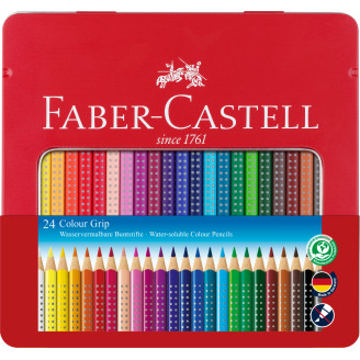 CREIOANE COLORATE 24 CULORI CUTIE METAL GRIP 2001 FABER-CASTELL