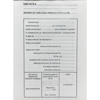 DECONT DE CHELTUIELI INREGISTRATE A5
