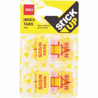 INDEX ADEZIV PLASTIC 25*44MM "SEMNEAZA AICI" 2*50 FILE DELI