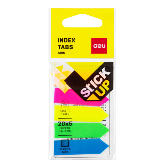 INDEX ADEZIV PLASTIC SAGEATA 12*43MM 5 CULORI 20 FILE DELI