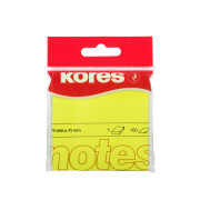 NOTES ADEZIV 75*75MM GALBEN NEON 100 FILE KORES