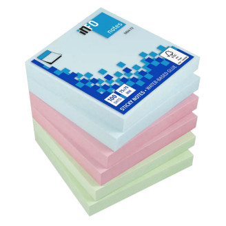 NOTES ADEZIV 75*75MM PASTEL ASORTAT 100 FILE INFO NOTES