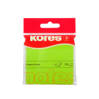 NOTES ADEZIV 75*75MM VERDE NEON 100 FILE KORES