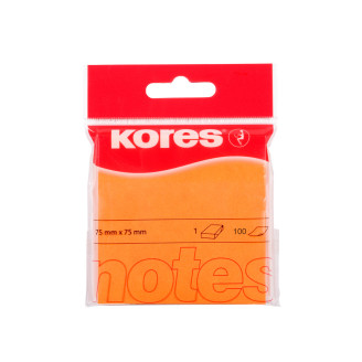 NOTES ADEZIV 75x75MM PORTOCALIU NEON 100 FILE KORES