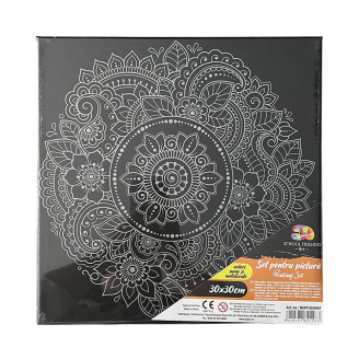 PANZA PREDESENATA PE SASIU NEAGRA 30*30CM MANDALE SF ART PIGNA