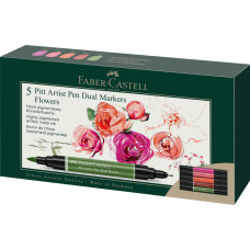 PITT ARTIST PEN DUAL MARKER SET 5 BUC FLOWERS FABER-CASTELL PITT ARTIST PEN DUAL MARKER SET 5 BUC FLOWERS FABER-CASTELL