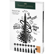 PITT ARTIST PEN SET SKETCHING 8 BUCATI + SKETCHBOOK FABER-CASTELL