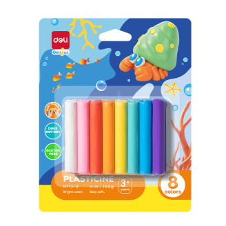 PLASTILINA 8 CULORI 100G DELI PLASTILINA 8 CULORI 100G DELI