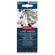 SET 6 BUCATI LINER GRAFIC PROFESIONAL (0.05/0.1/0.2/0.3/0.5/0.8 MM) NEGRU DERWENT